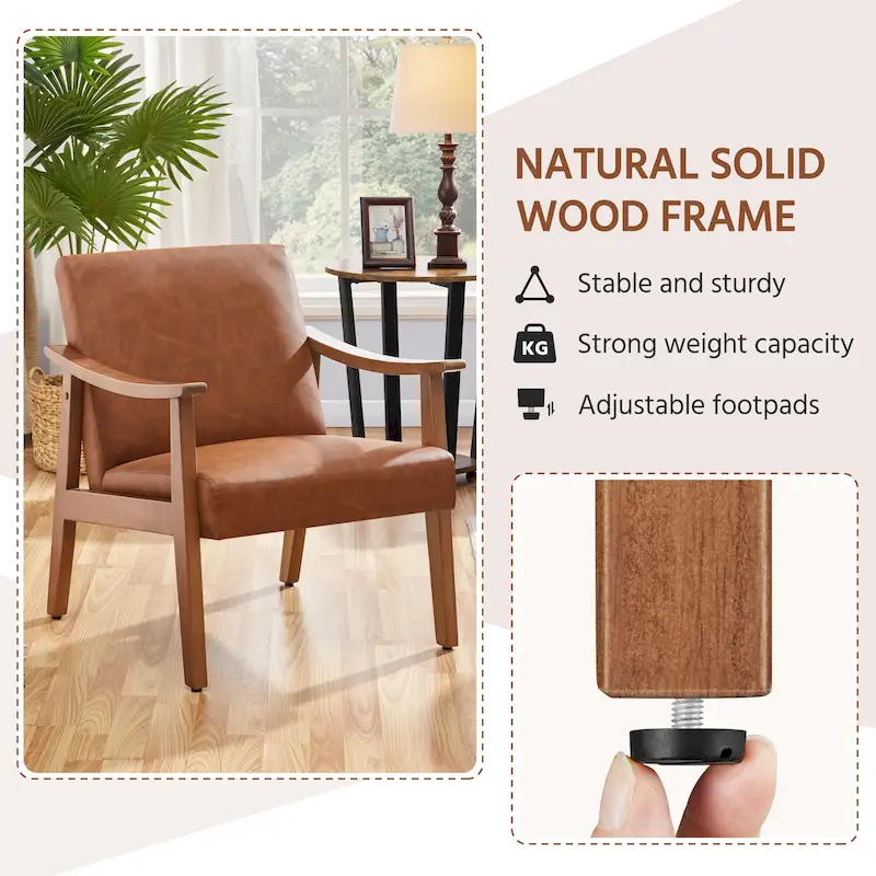 Yaheetech Upholstered Accent Chair Boucle Armchair with Solid Wood Legs - 24.5 L  28 W  29 H