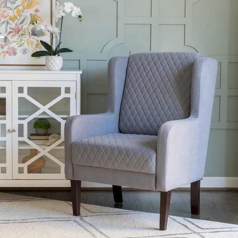 Velvet Upholstered High Wingback Accent Chair – Elegant Living Room Seating