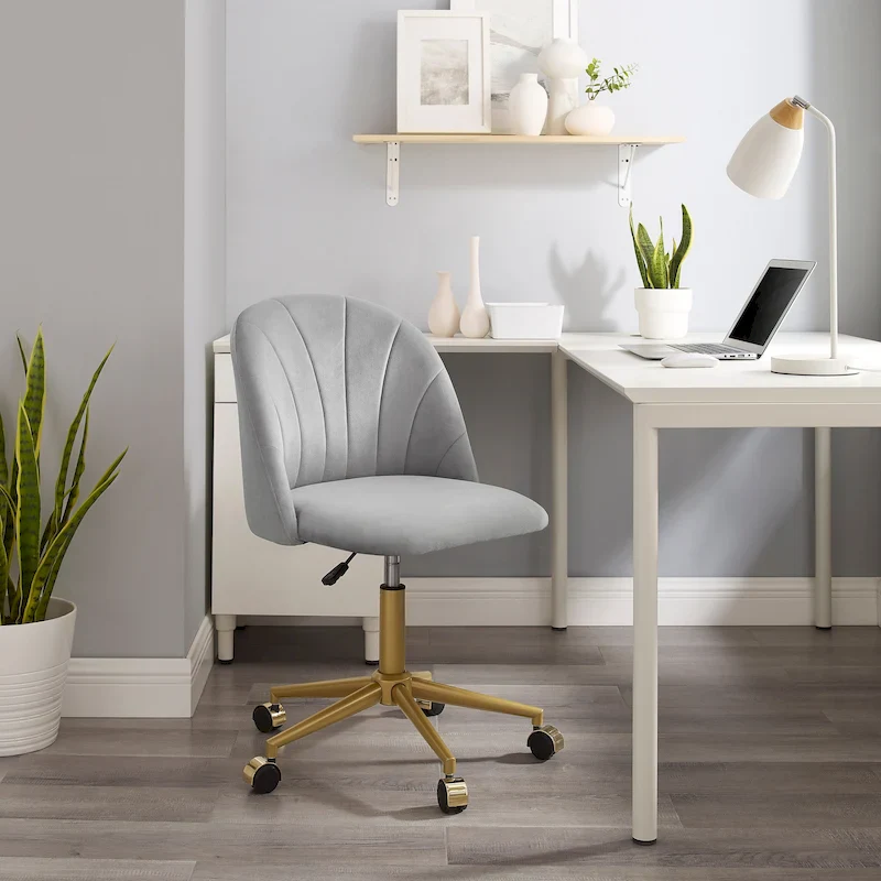 Velvet Curved Swivel Desk Chair