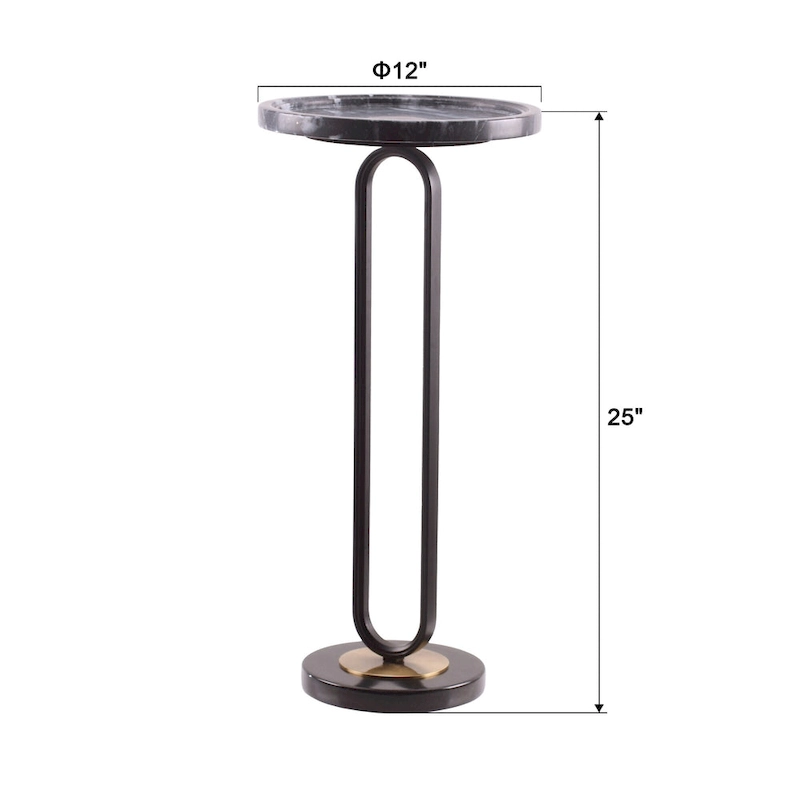 12 Grey Round Marble Metal Marble Pedestal End Table