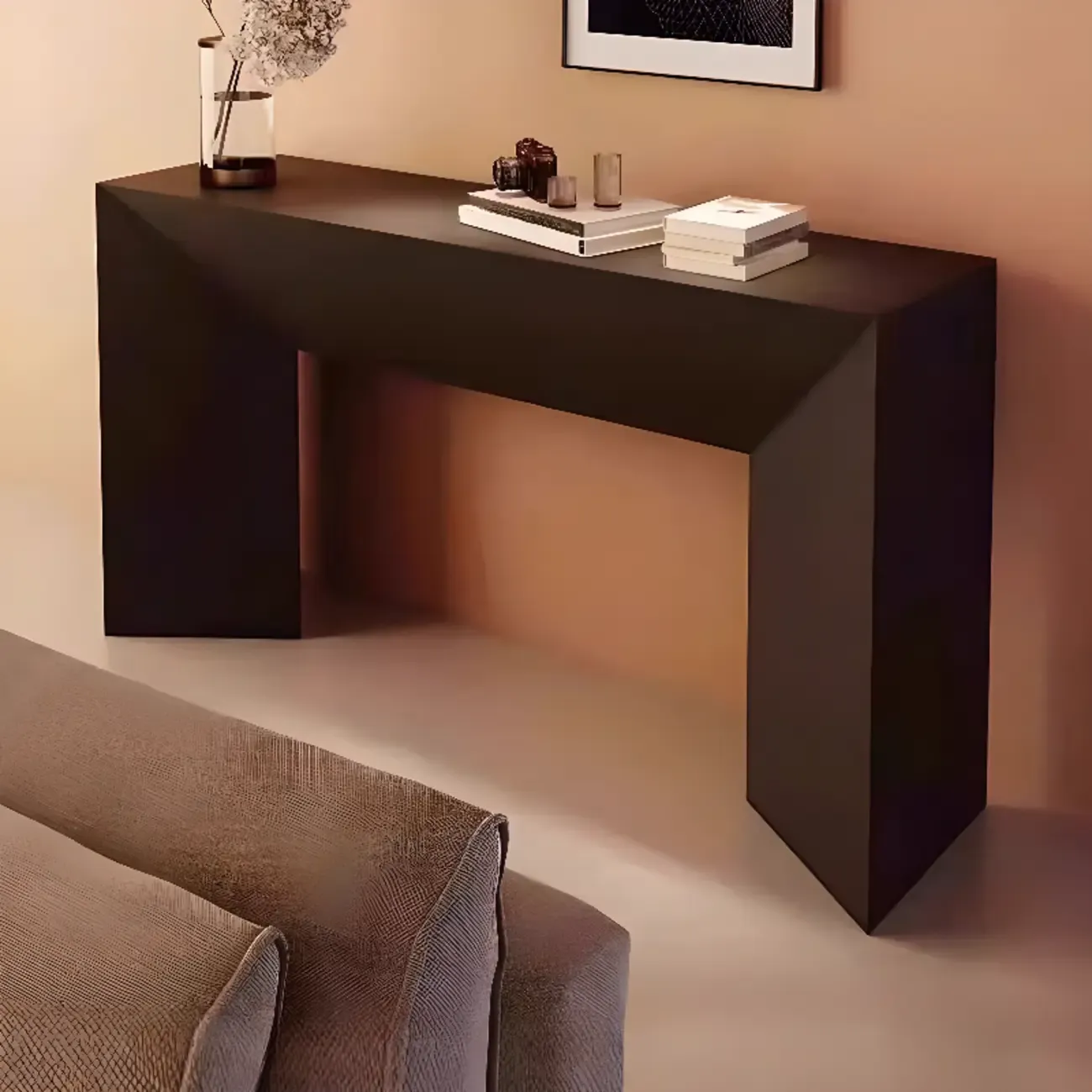 Modern Stone Top Wooden Base Console Table | HomeyFad
