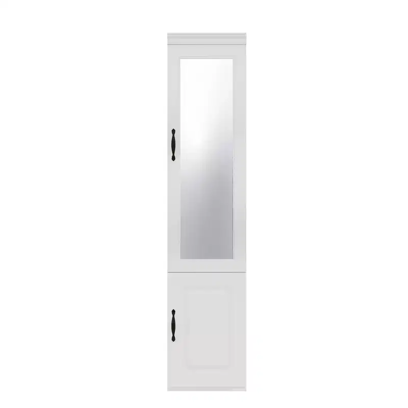 Keloyid White Wood 15.75 in. Armoire with Mirror and 2 Doors