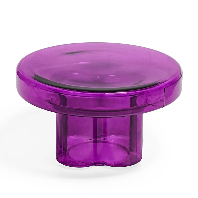 Modern Artistic Flower Glass Round Coffee Table Side Table
