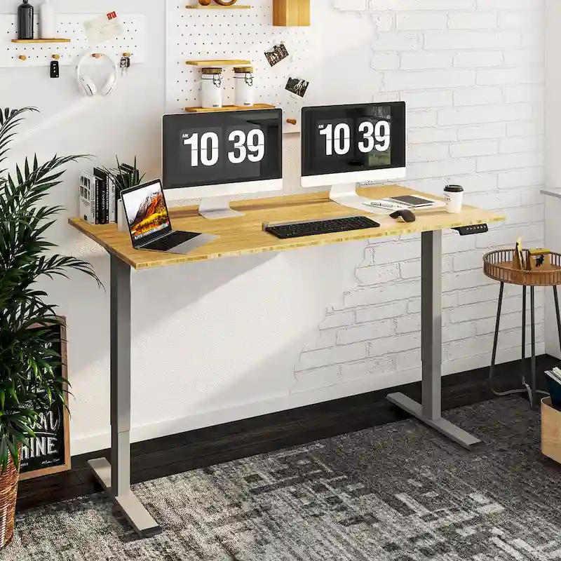 Bamboo Electric Height Adjustable Standing Desk - Single User