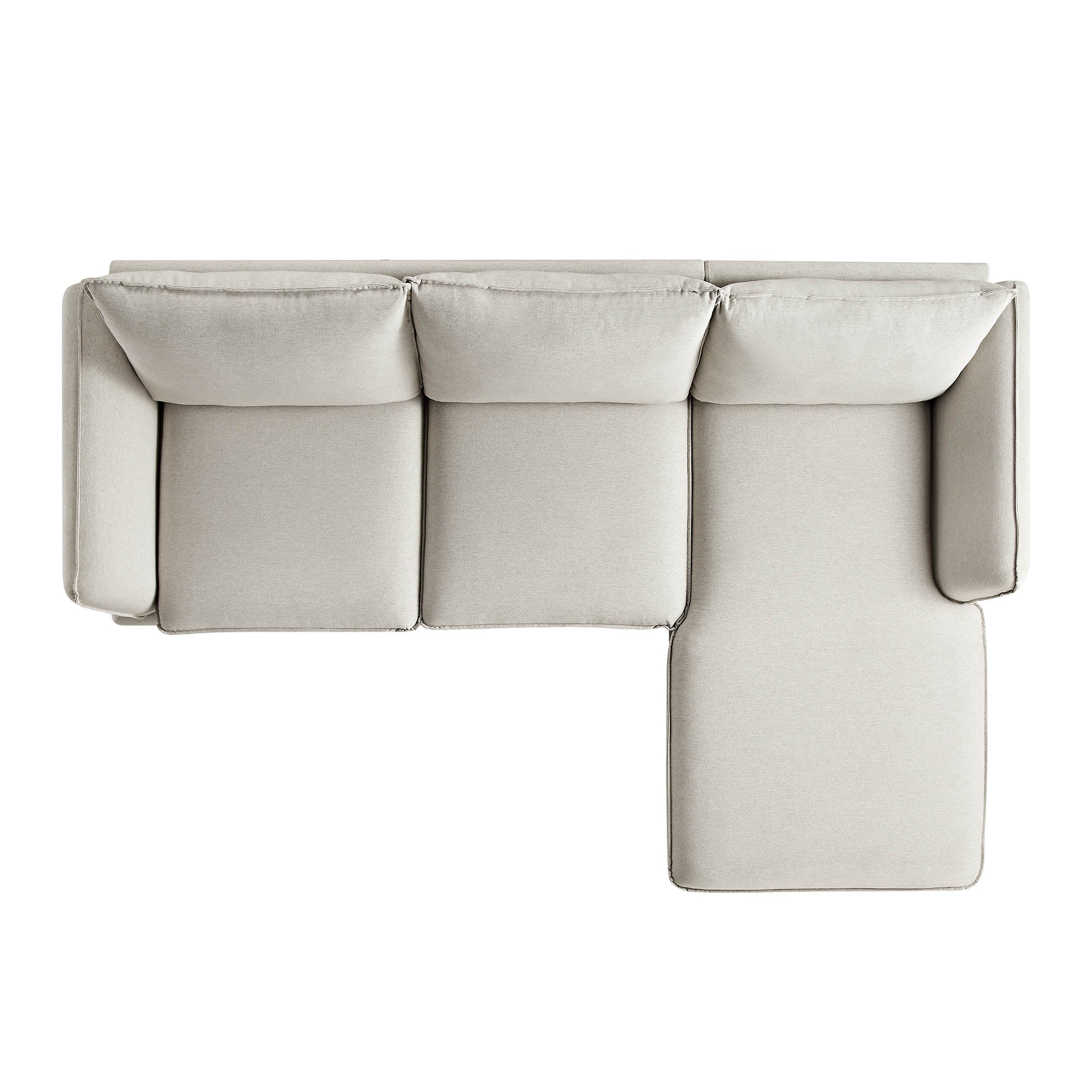 Oatmeal Fabric Sofa, Grande Chaise Sofa Right Hand Facing