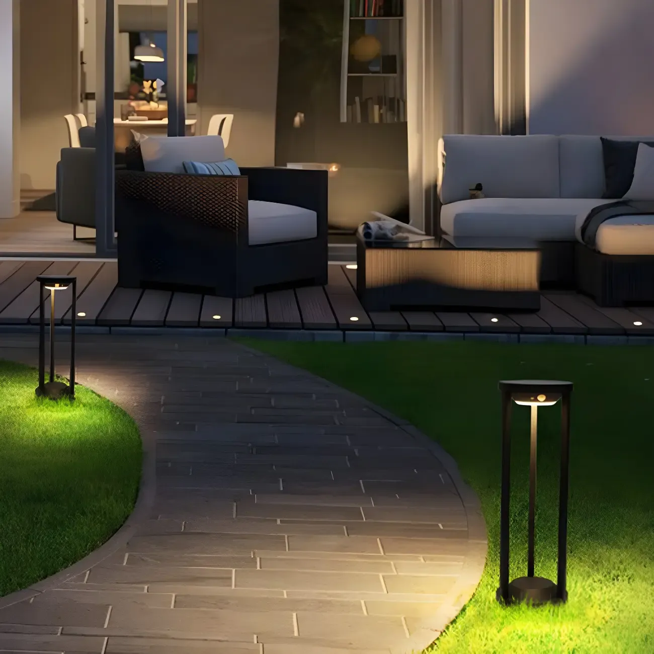 Open Cylindrical Black Metal Solar Landscape Lighting