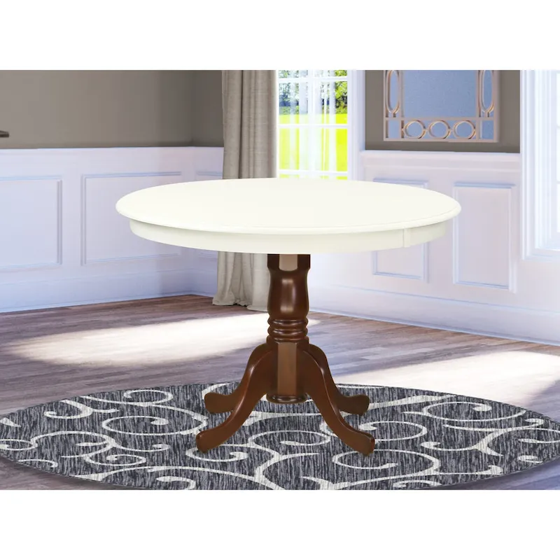 East West Furniture Hartland Kitchen Table - a Round Dining Table Top with Pedestal Base(Finish Options)