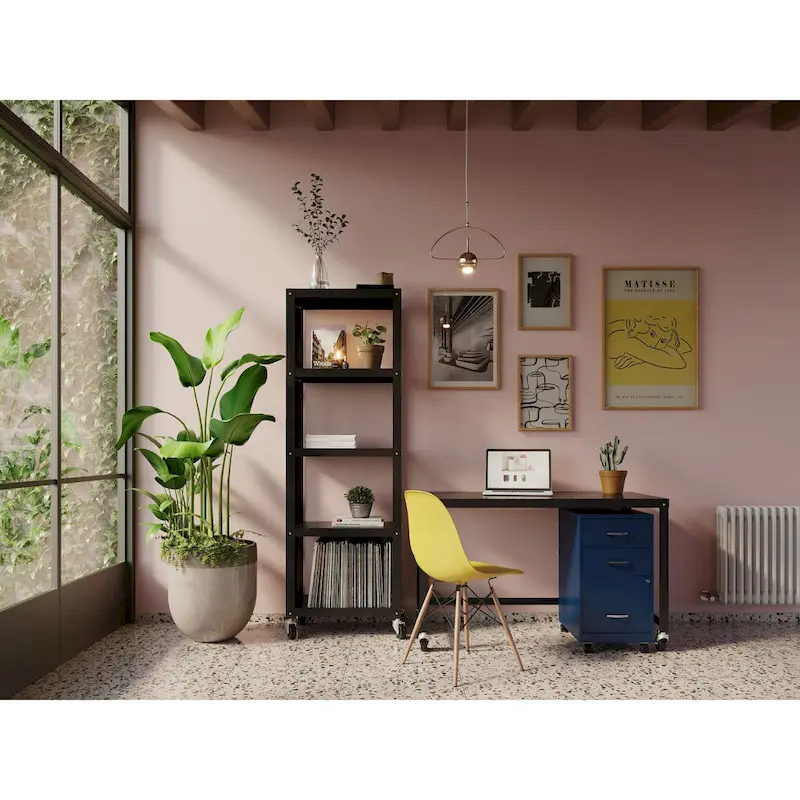 Navy 3-Drawer Mobile File Cabinet with Wheels