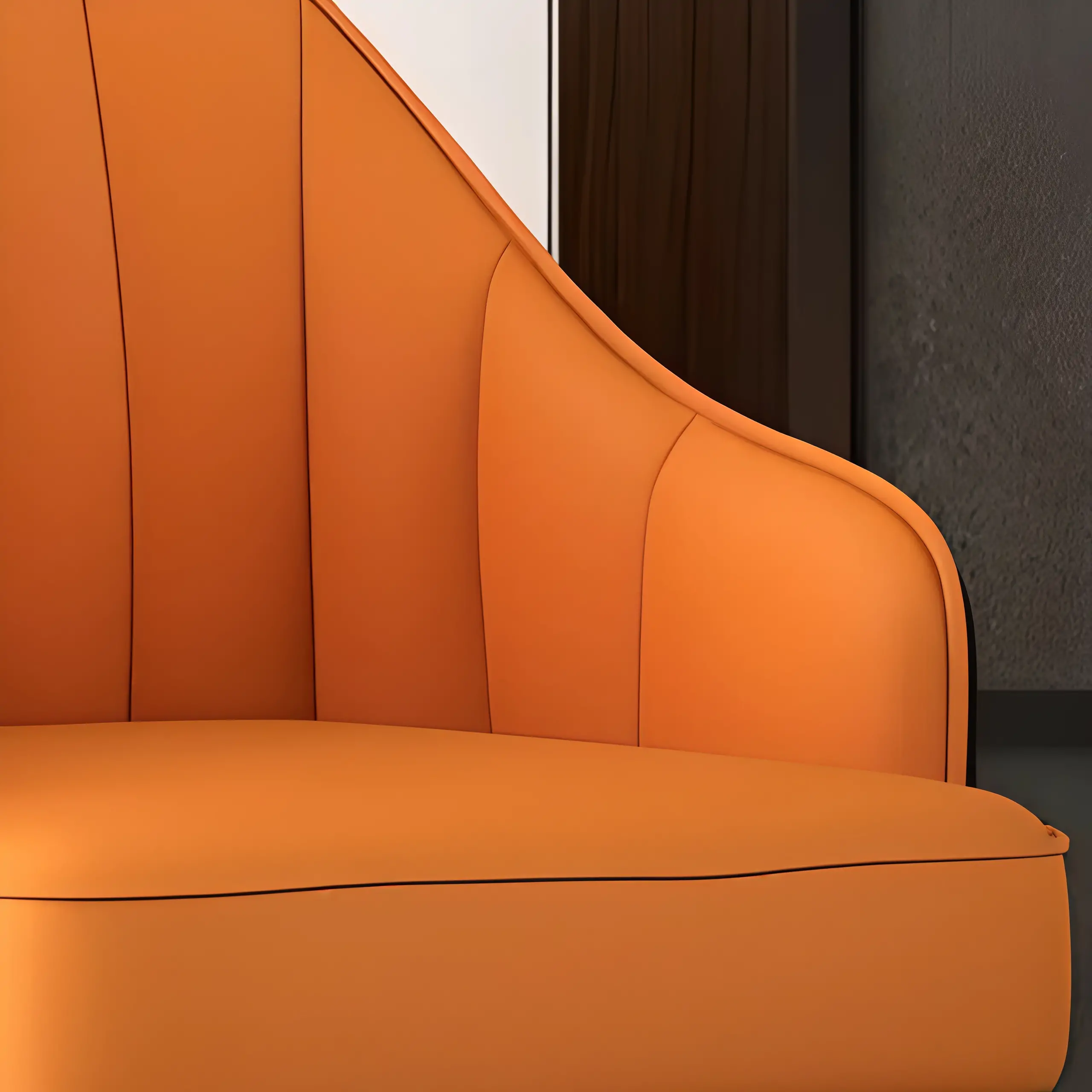 Art Deco Leather Bucket Cushioned Bar Stool