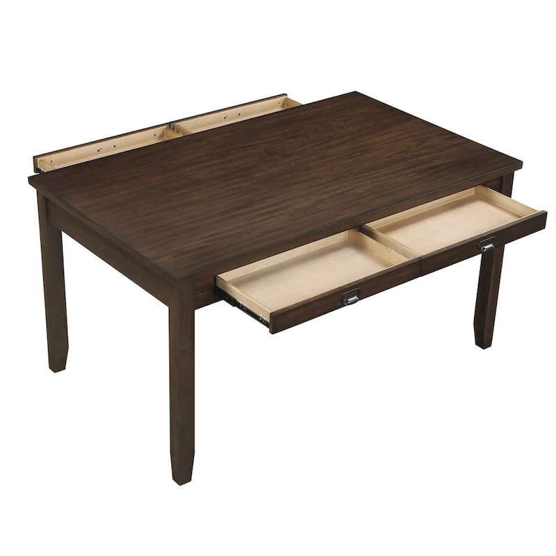 Humpty 60 Inch Dining Table, Rectangular Top, 2 Drawers, Cherry Brown Wood