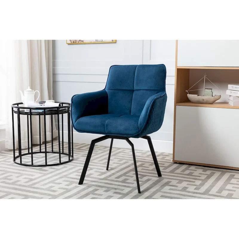 Porthos Home Demi Swivel Velvet Accent Chair with Metal Legs