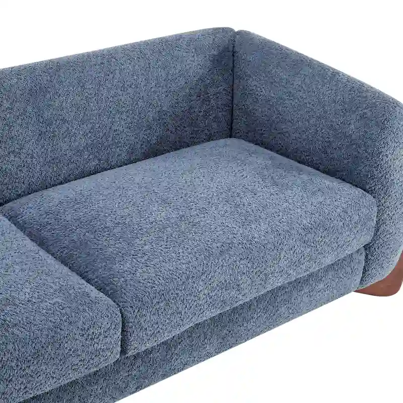 Off-White Boucle 3-Seat Sofa with Birch Wood Legs
