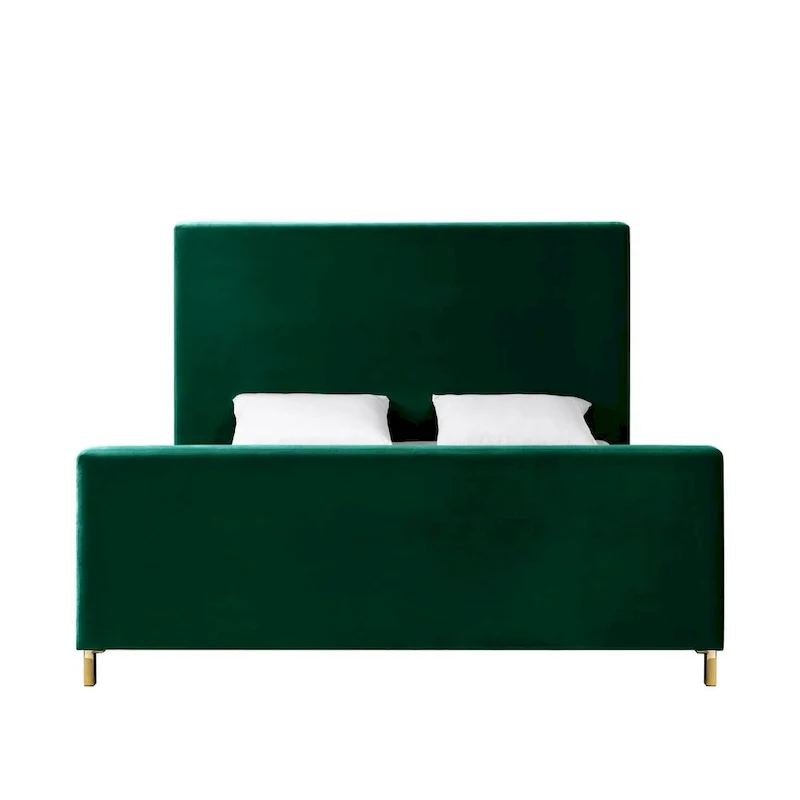 Hunter Green Solid Wood King Upholstered Velvet Bed