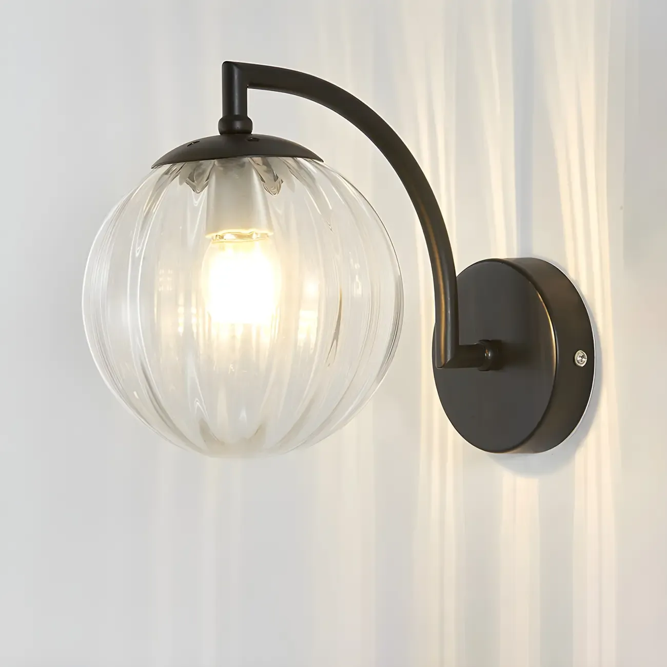 Mini Modern Globe Glass Metal Arc Vanity Wall Light