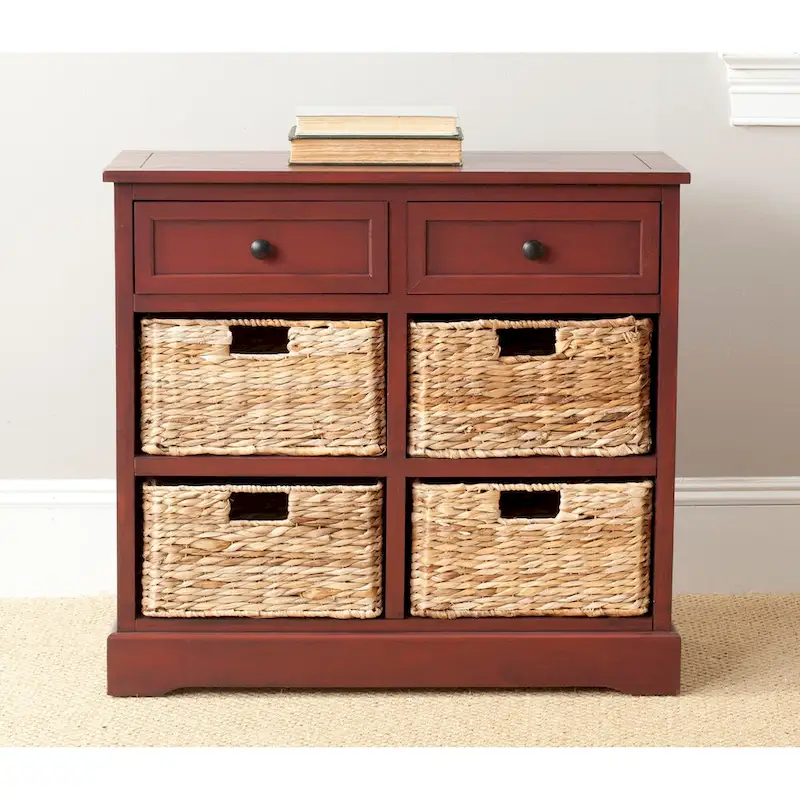 SAFAVIEH Ardelia Red 6-Drawer Storage Unit (Fully Assembled) - 30Wx13Dx26H
