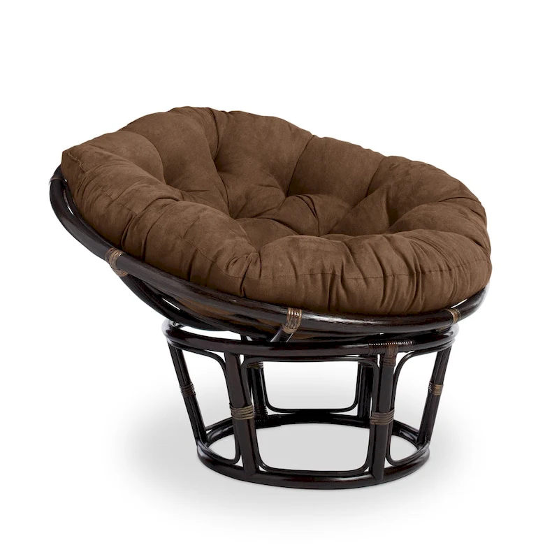 Bali 42-inch Rattan Papasan Chair with Microsuede Cushion