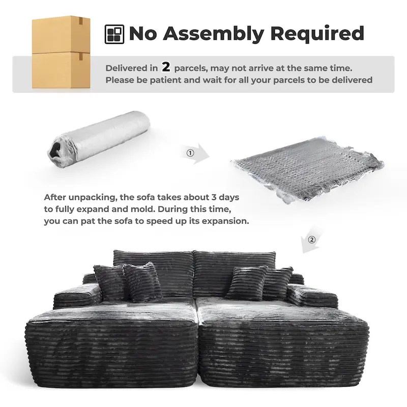 Long Plush Double Chaise Sofa