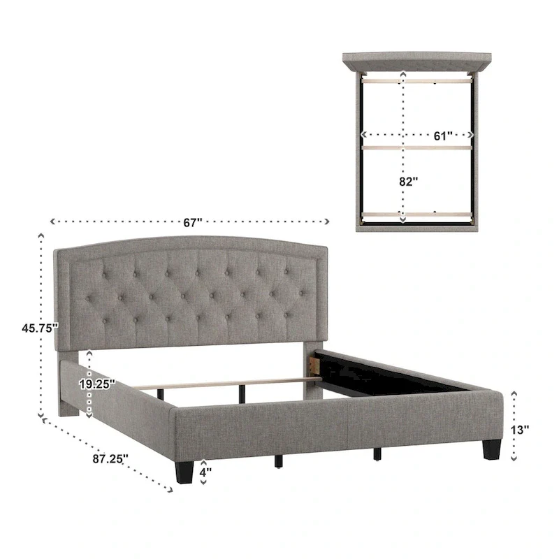 Fontana Adjustable Diamond-tufted Arched Back Bed by