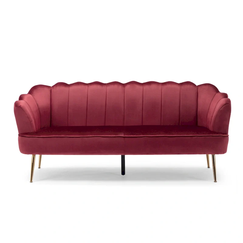 Reitz Glam Velvet Shell 3 Seater Sofa by Christopher Knight Home - 76.25 L x 29.25 W x 33.50 H