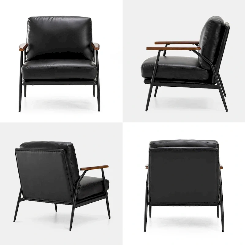 28W Mid-century Modern Soft PU Leather Accent Armchair - 28 W x 31 D x 30.75 H