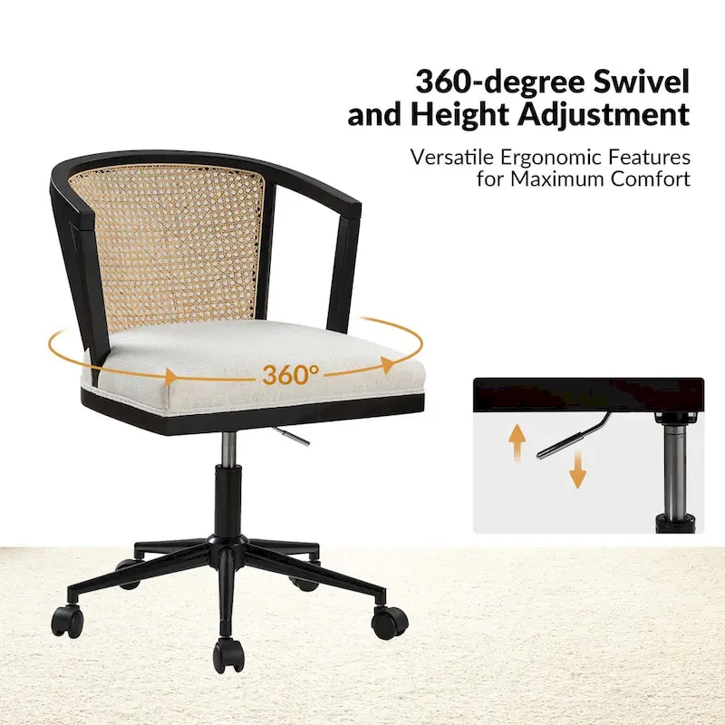 Modern Rattan Swivel Height Adjustment Office Chair