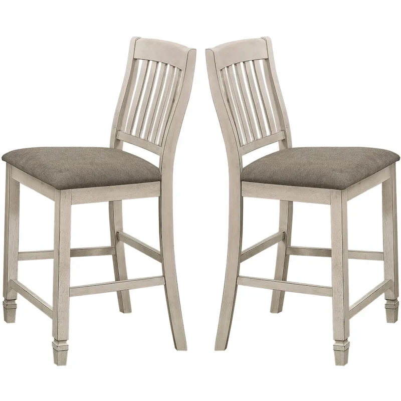 Farmhouse Solid Wood Slate Back with Upholstered Seat Counter Height Dining Stools (Set of 2)