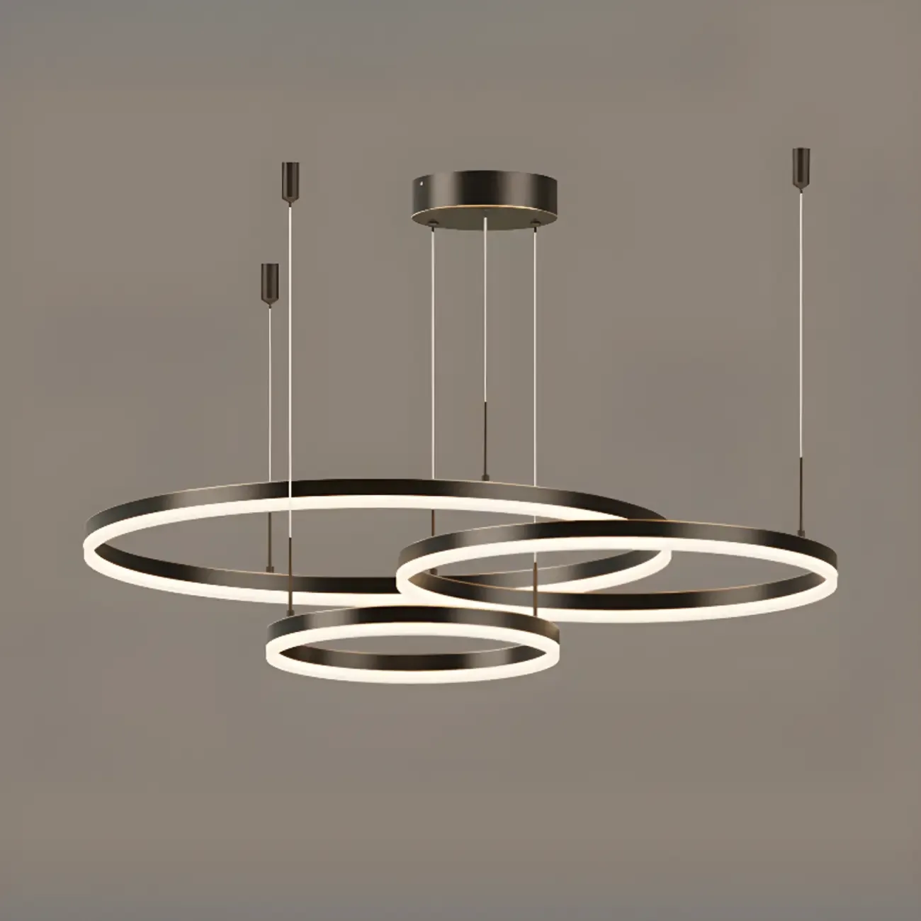 Modern Gold Multi-Circle Tiered Metal Ring LED Chandelier