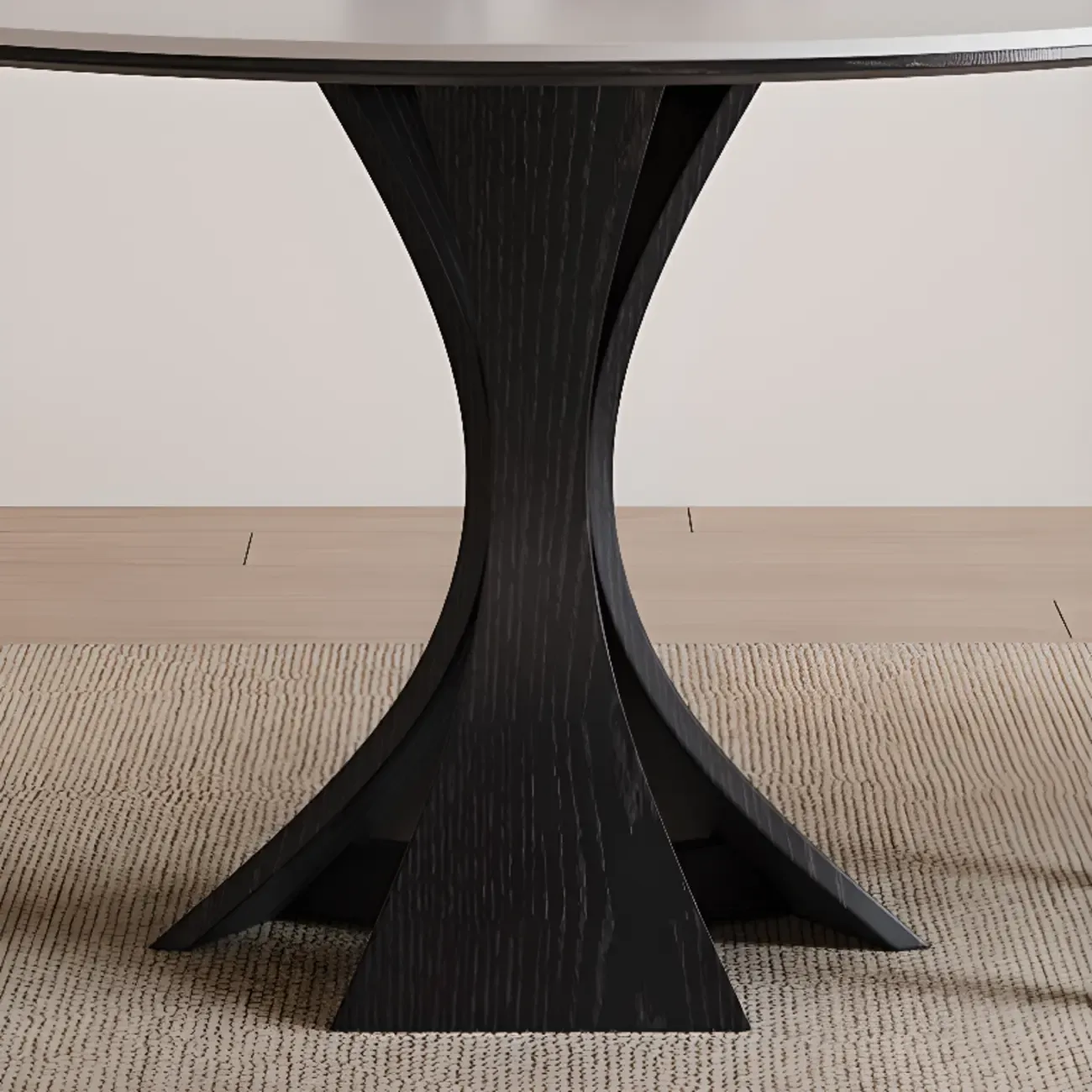 Modern Simple Black Wood Round Dining Table