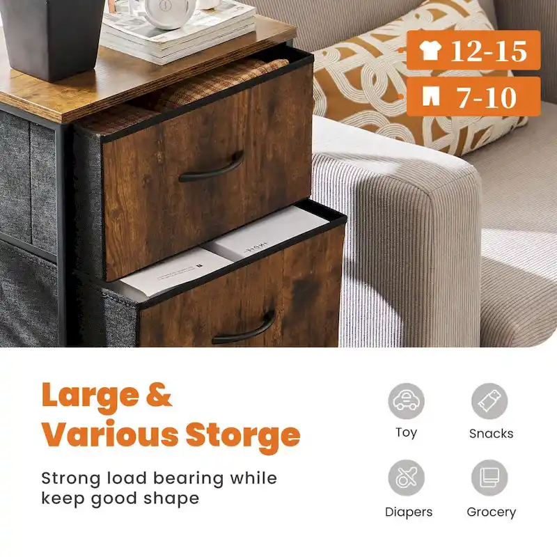 4-Drawers Dresser with Metal Frame and Wood Top