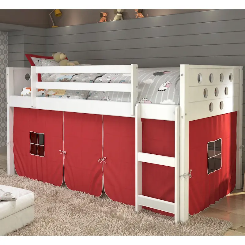 Twin Low Tent Loft Bed in White