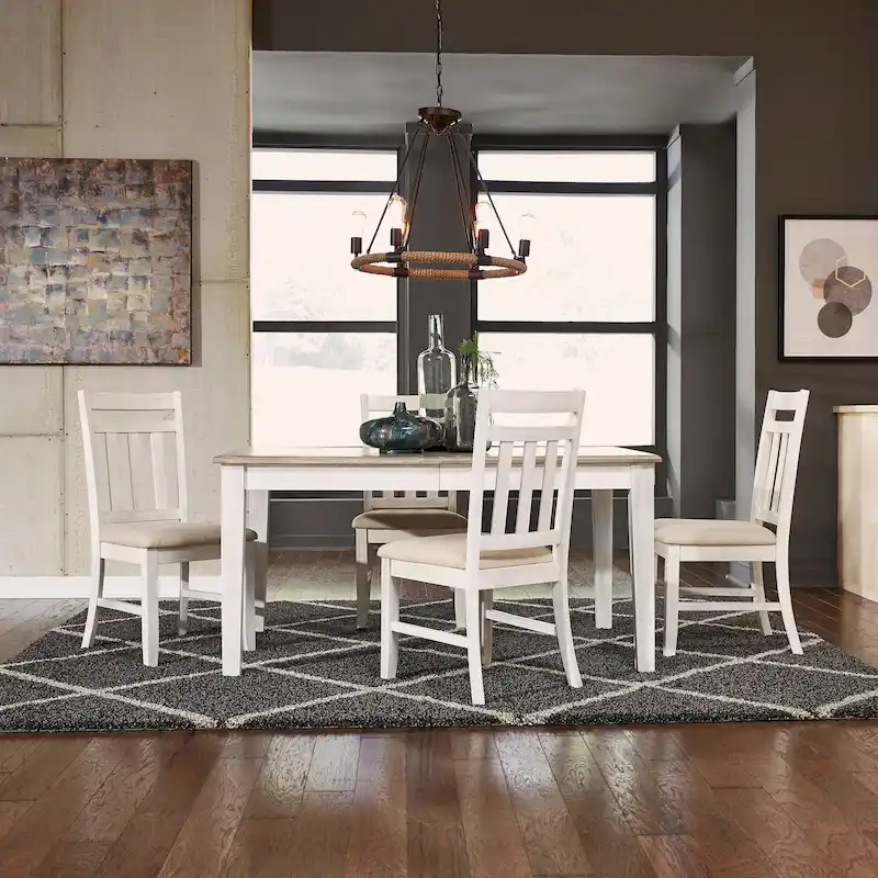 Summerville Soft White Wash Wire Brushed Gray Rectangular Dining Table (5-Piece)
