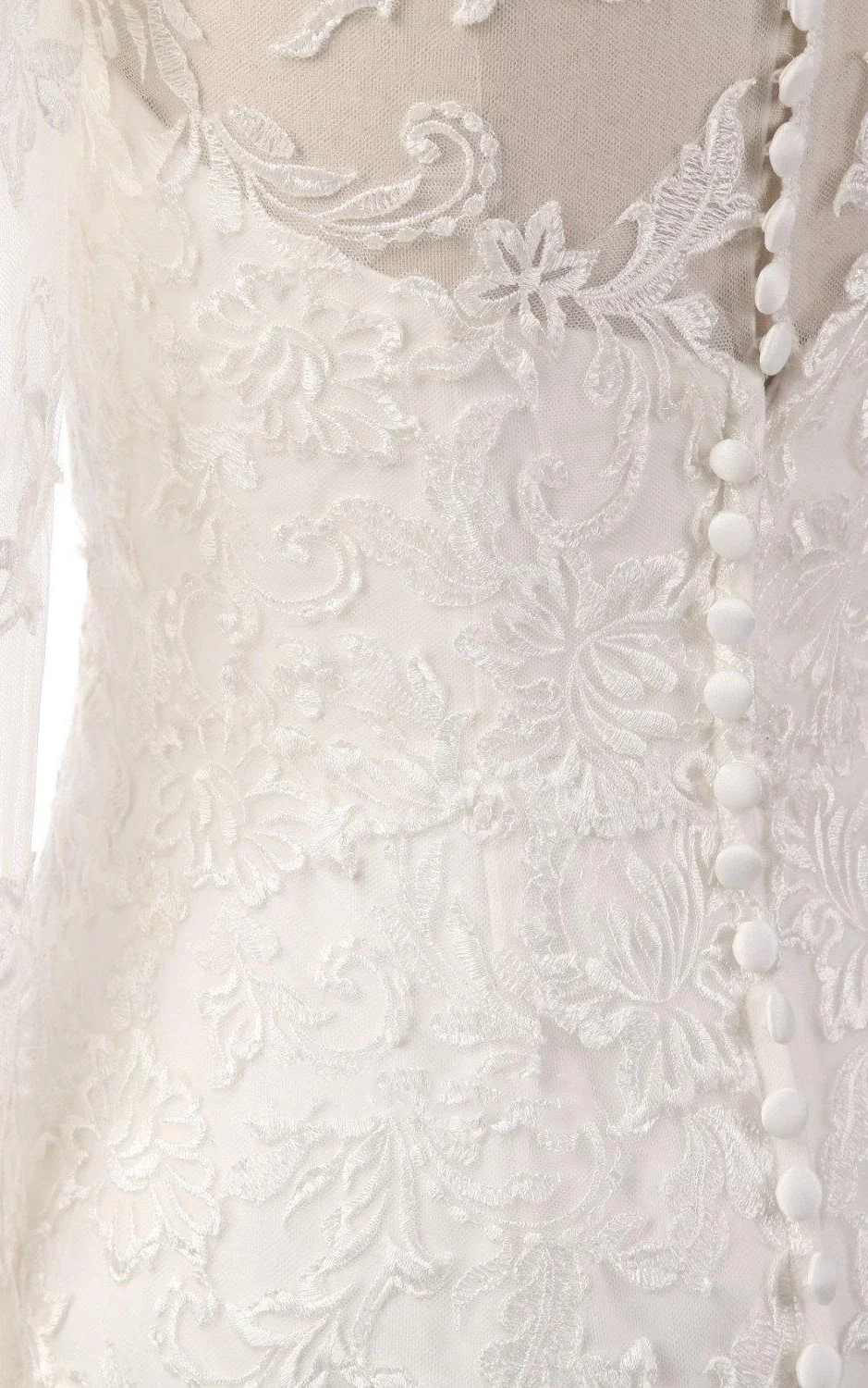 Mermaid Long Sleeve Lace Dress With Embroideries Illusion