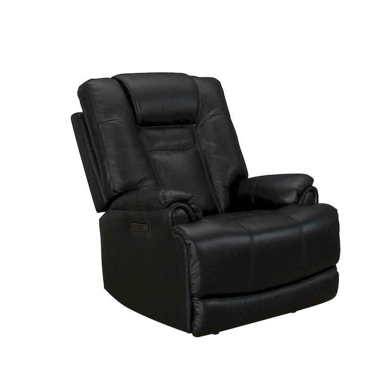 Top Grain Leater Black Zero Gravity Power Recliner With Adjustable Headrest Extendable Footrest