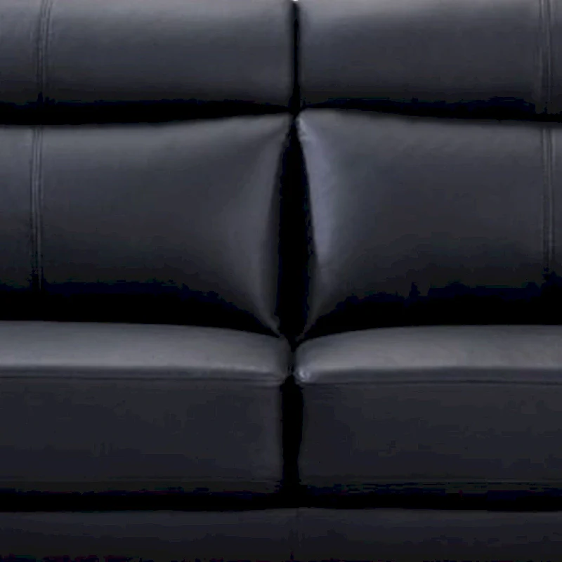 Justin Sofa, Black Top Grain Leather, Foam Cushions, Steel Legs, 80 Inch