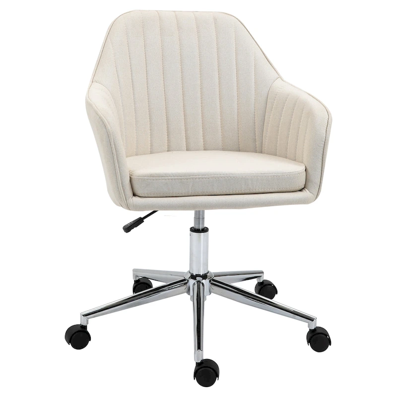 Vinsetto Mid-Back Office Computer Chair: Tub Shape Design, Lined Pattern Back, Swivel Wheels - 23.25*24*37.75