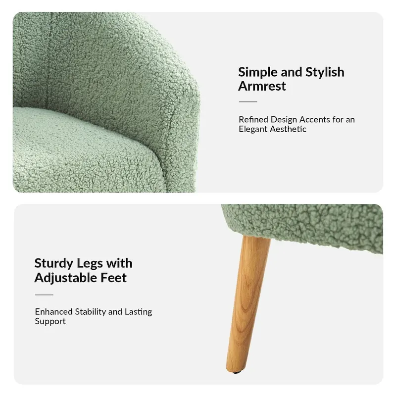 Modern Boucle Armchair with Solid Wood Legs, Set of 2