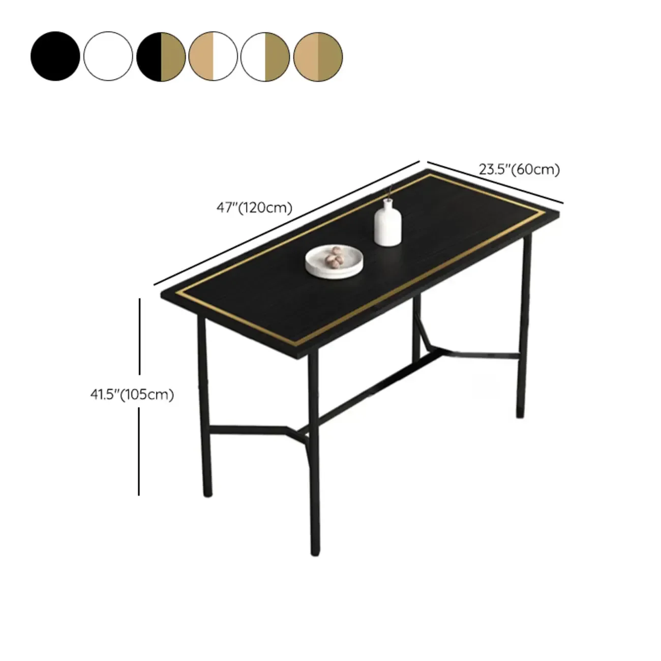 Luxurious Black-Gold Wooden Rectangular Top Bar Tables