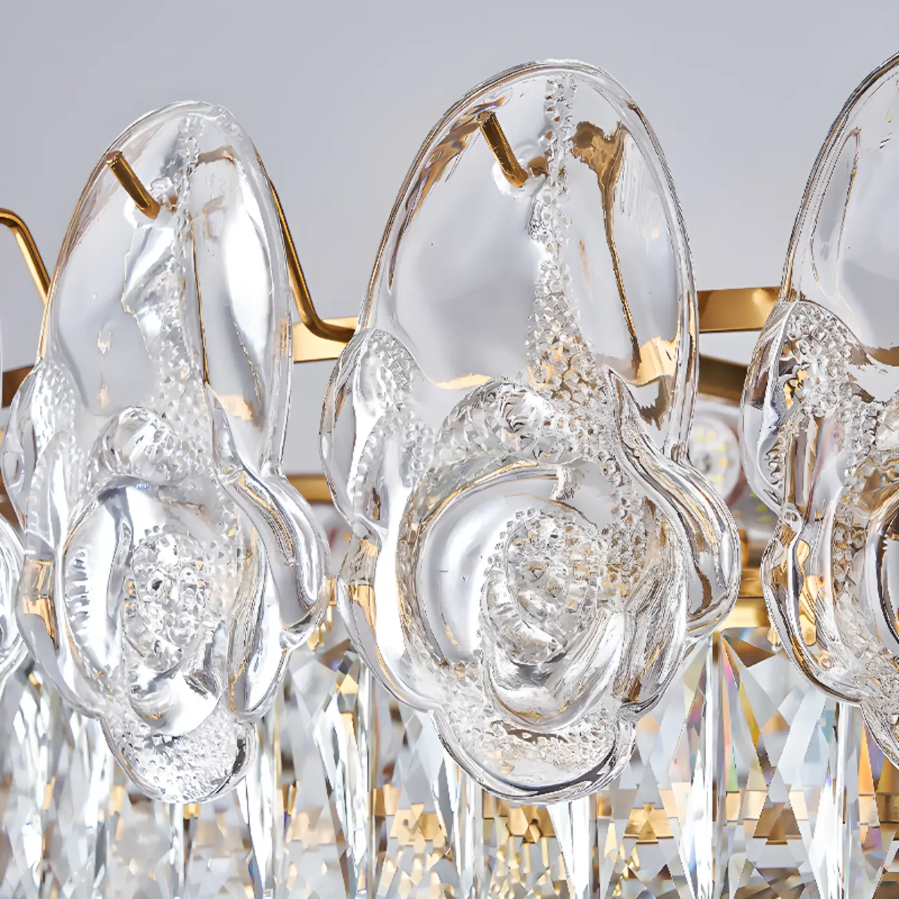 Modern Luxury Gold Tiered Crystal Round Chandelier