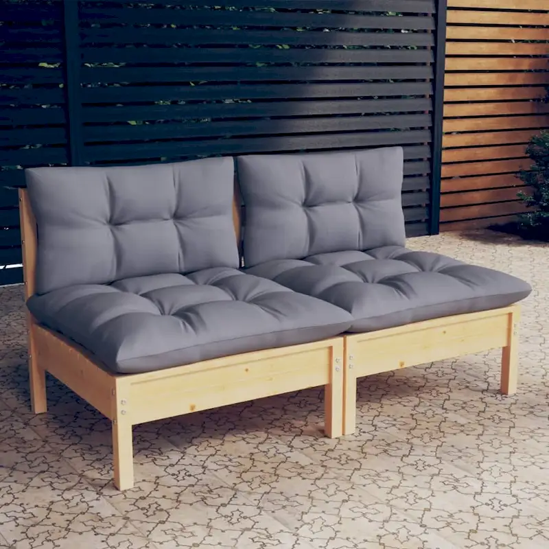 vidaXL Solid Wood Pine 2-Seater Patio Sofa with Cushions Seat Multi Colors - 25 x 25 x 24.6