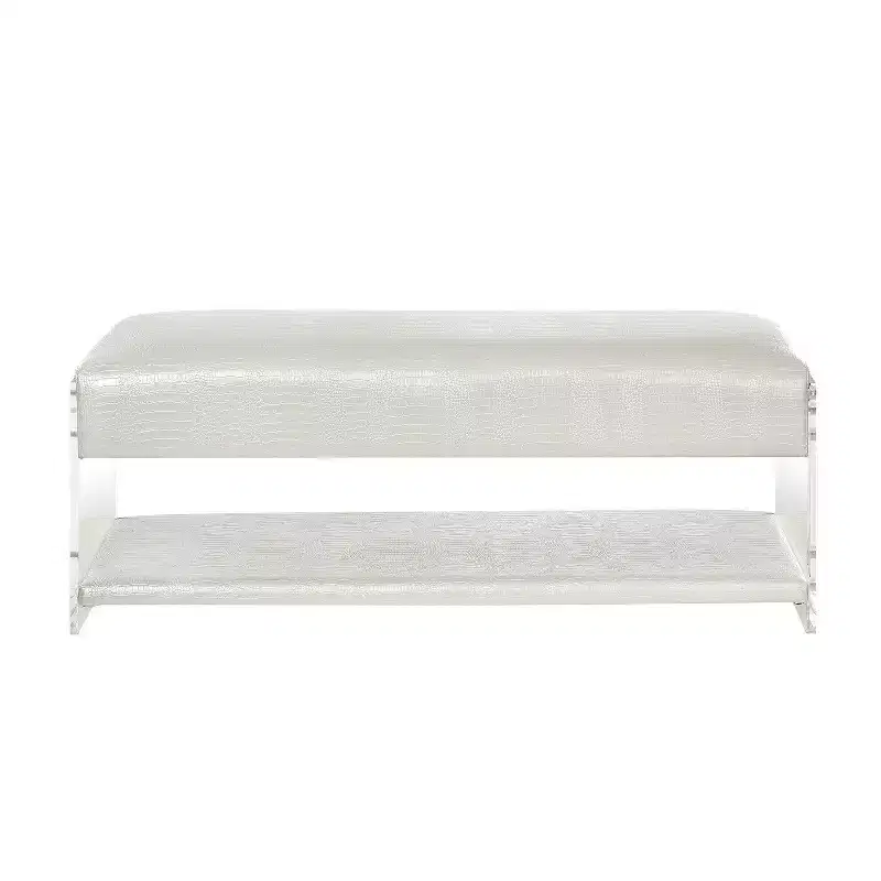 Inspired Home Galileo PU Leather Acrylic Shelf Bench