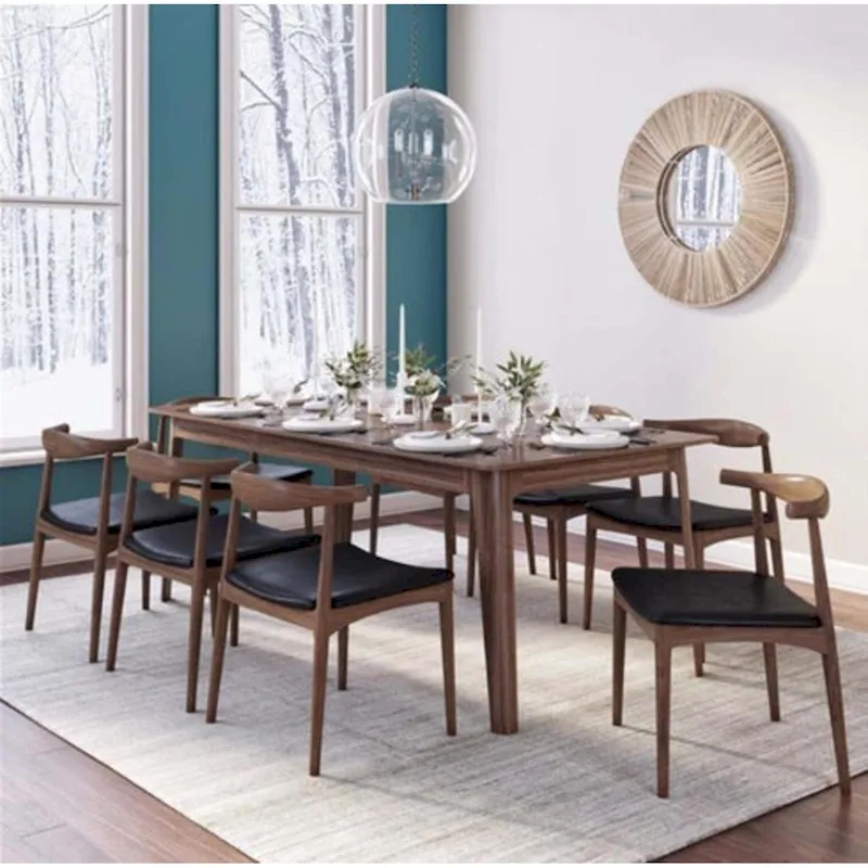 Solid Wood Armless Dining Chair with PU Seat