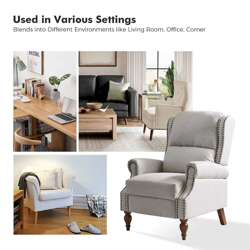 Terri Traditional Roll Arm Manual Recliner with Solid Wood Legs Set of 2 by HULALA HOME