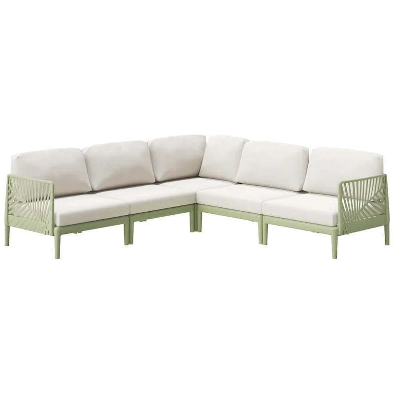 Frond and Form 5-Person Outdoor Patio Sectional with Cushions