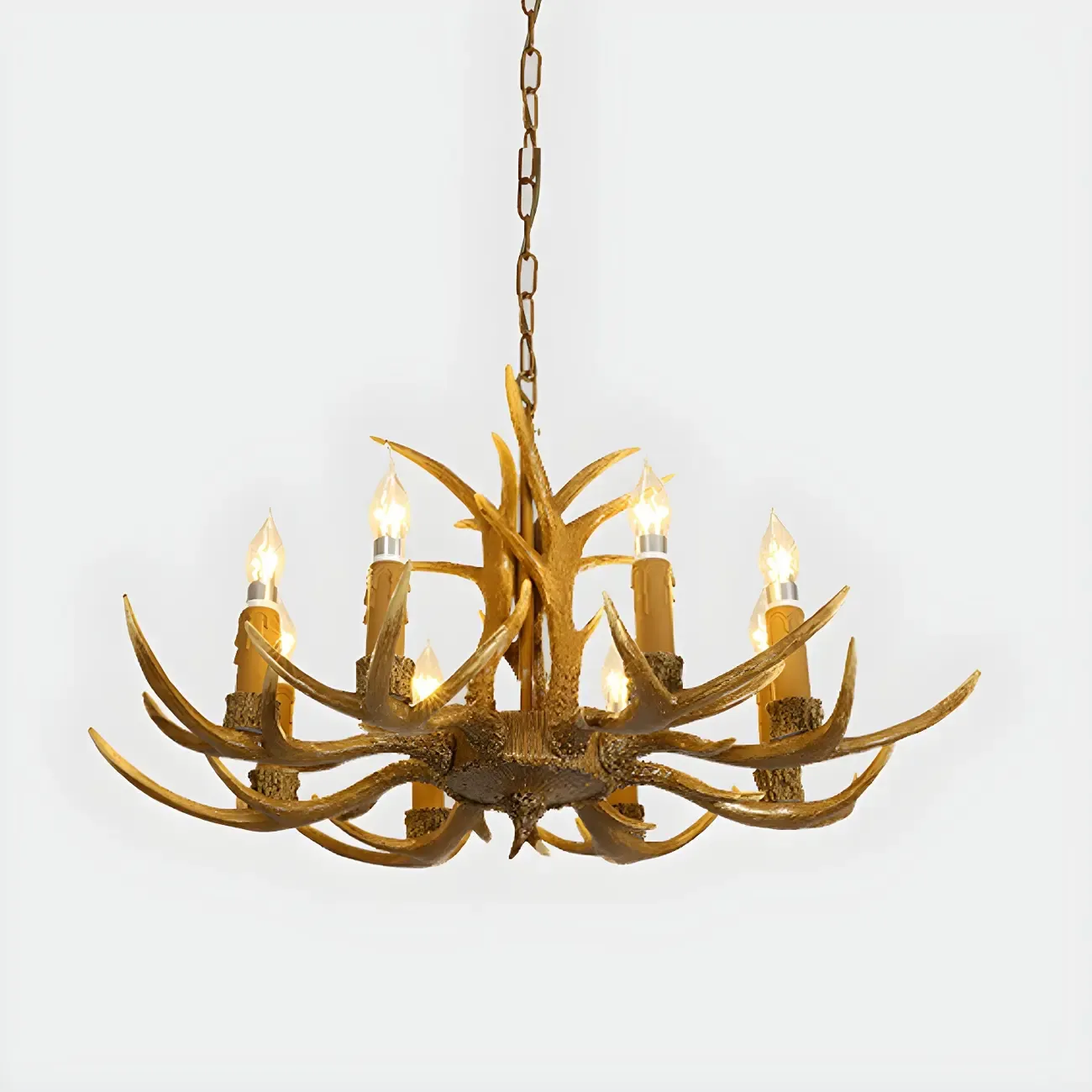 Gold Antler Shape Resin Rustic Chandelier Lighting