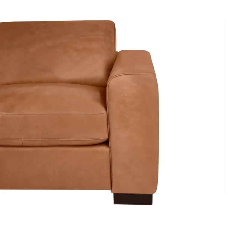 Luxury Cowhide Leather Loveseat with Firm Cushions, Spacious 2-Seat Design, and Bolster Pillows