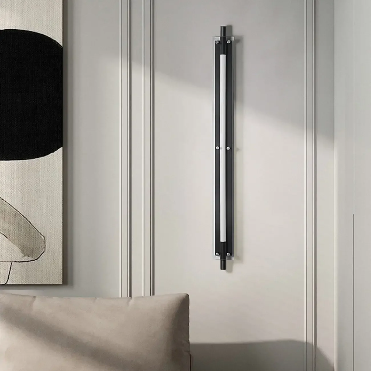 Modern Black Metal Linear Plastic Shade Wall Sconce