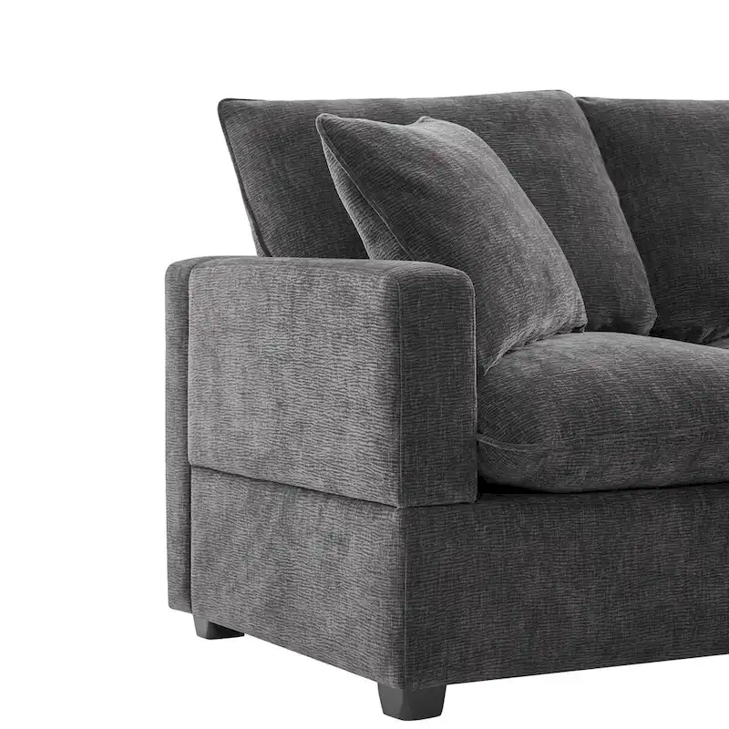 5-Seat L-Shaped Modular Sofa with Chenille Upholstery