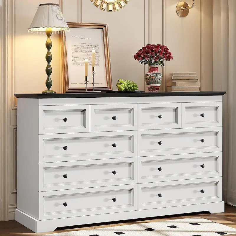 10 Drawers Dresser 55  Large Drawers Wood Dressers & Chest of Drawers