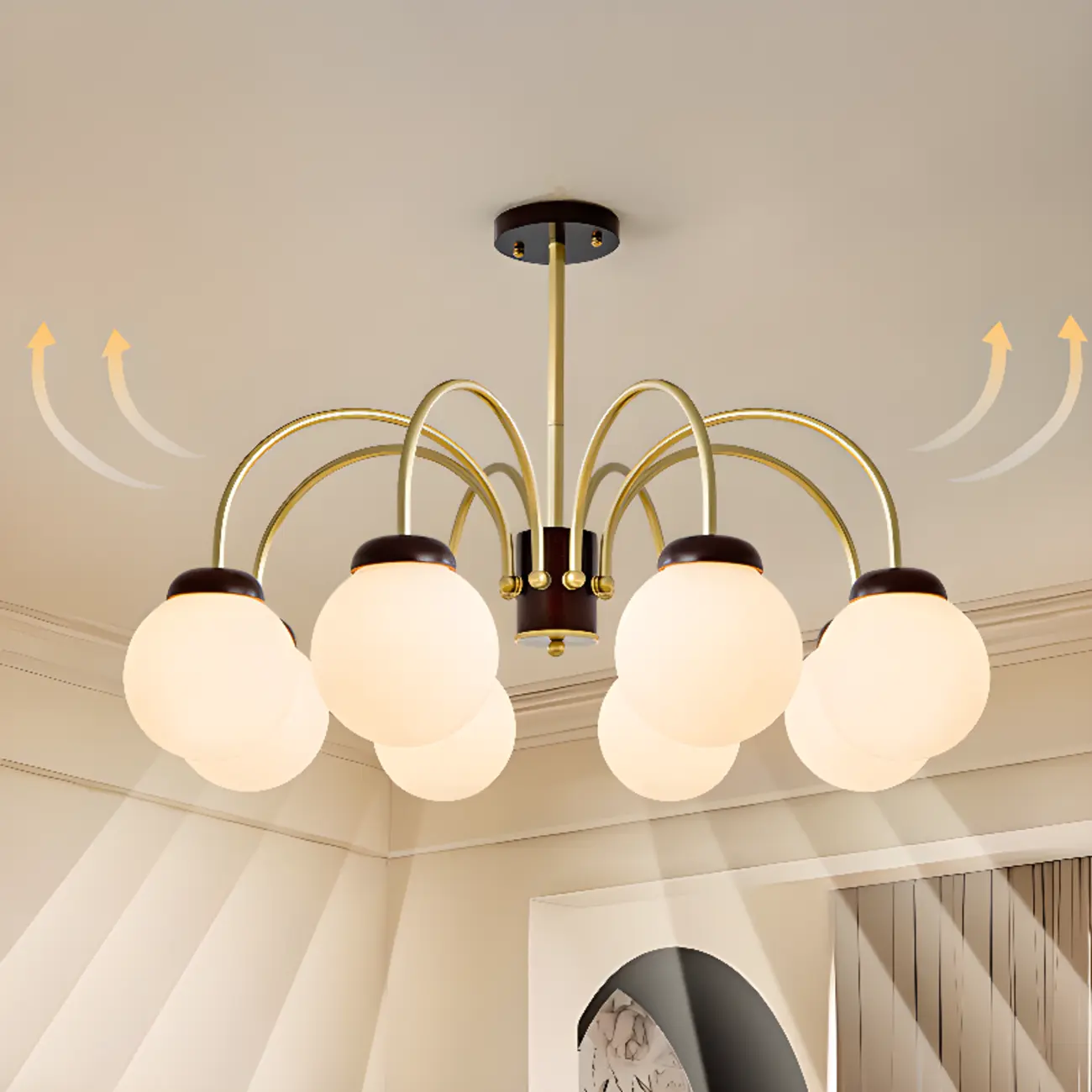 Classic Gold White Vitreous Ball Chandelier