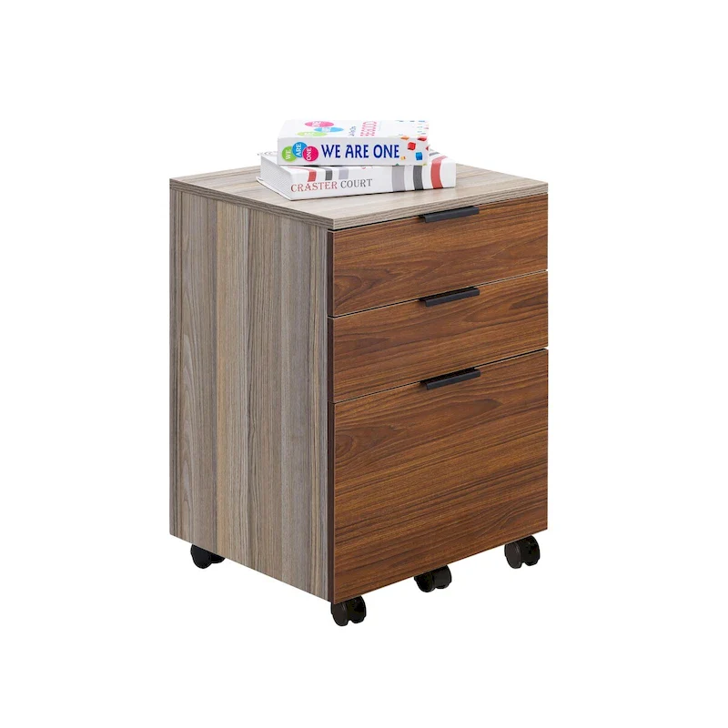 3 Drawer Rolling Wood File Cabinet with Locking Wheels for A4 or Letter Size
